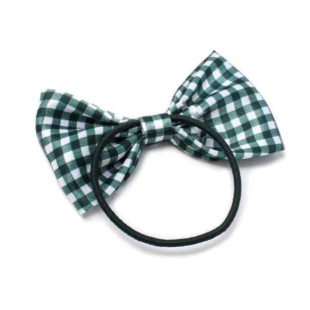 Molly & Rose Recycled School Bow Elastics In Bottle Green