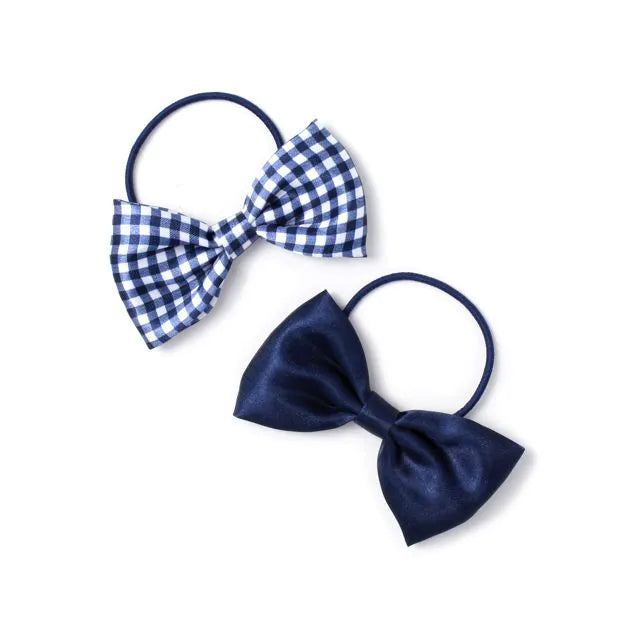 Molly & Rose Recycled School Bow Elastics In Navy