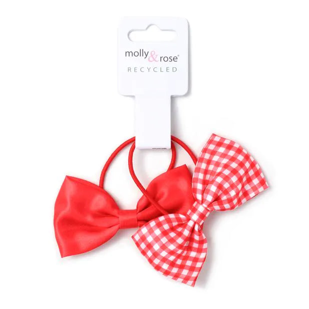 Molly & Rose Recycled School Bow Elastics In Red