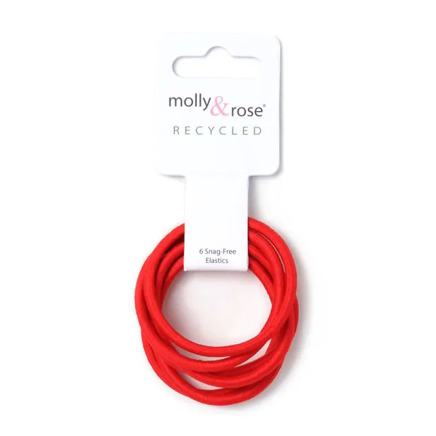 Molly & Rose Red Pack of 6 Recycled Elastic - 4mm Thick