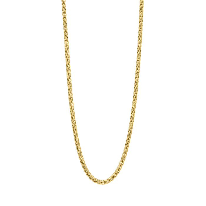 Fred Bennett Smaller Fit Stainless Steel Wheat Chain Yellow Gold Plate Necklace