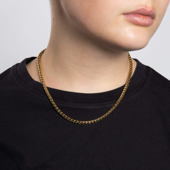 Fred Bennett Smaller Fit Stainless Steel Wheat Chain Yellow Gold Plate Necklace