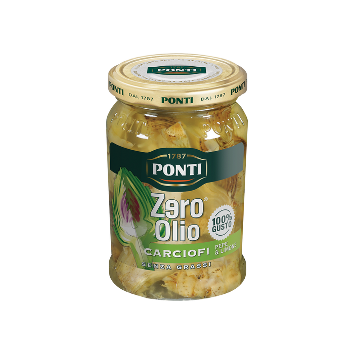Cottage Delight PONTI ‘Zero Oil’ Lemon and Pepper Artichokes 300g