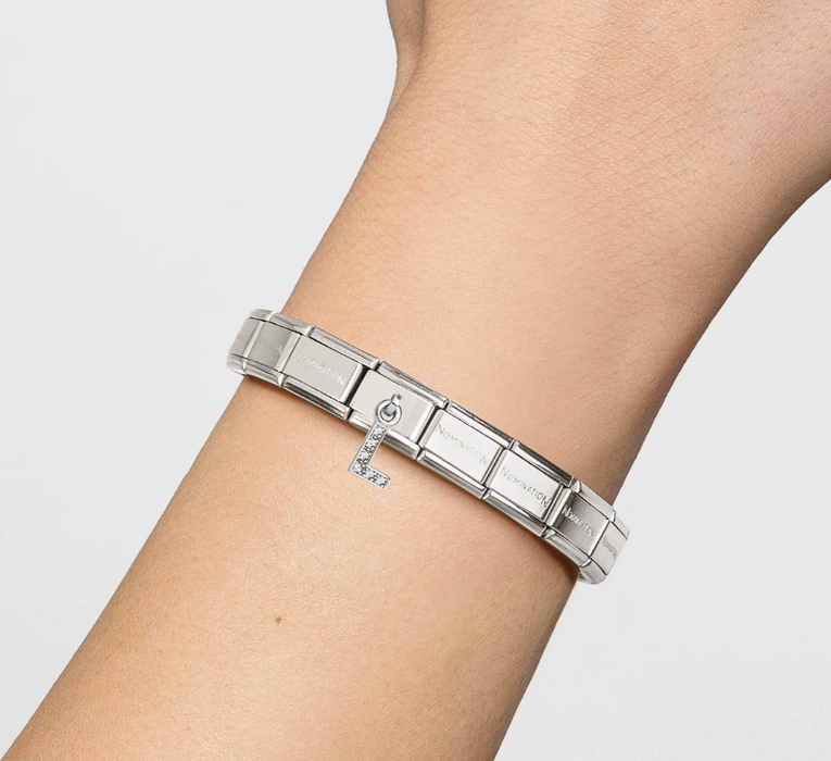 Nomination Classic Silver Letter L With White Crystal Charm