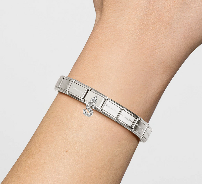 Nomination Classic Silver Letter S With White Crystal Charm