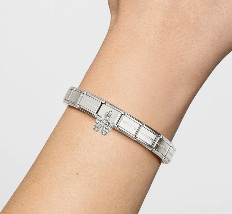 Nomination Classic Silver Letter W With White Crystal Charm
