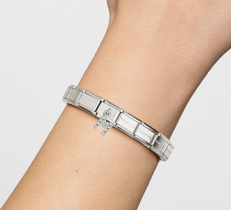 Nomination Classic Silver Letter M With White Crystal Charm