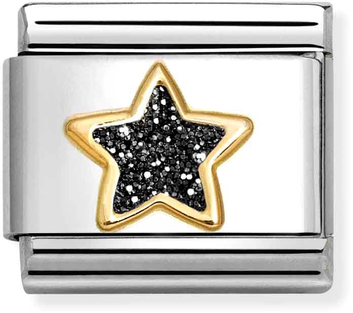 Nomination Classic Gold Black Glitter Star Charm