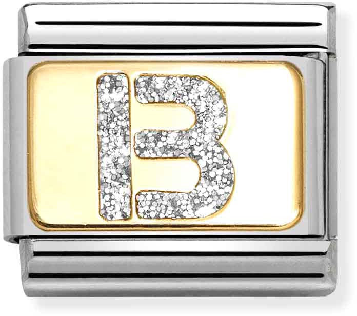 Nomination Classic Gold Silver Glitter Letter B Charm