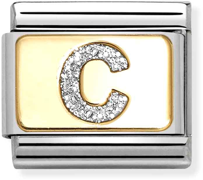 Nomination Classic Gold Silver Glitter Letter C Charm