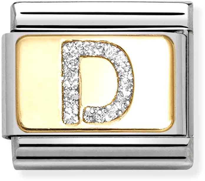 Nomination Classic Gold Silver Glitter Letter D Charm