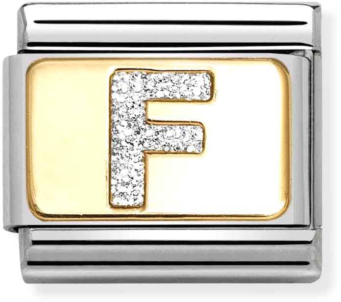 Nomination Classic Gold Silver Glitter Letter F Charm