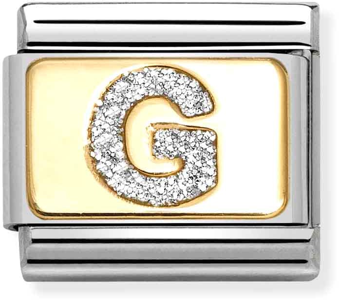 Nomination Classic Gold Silver Glitter Letter G Charm