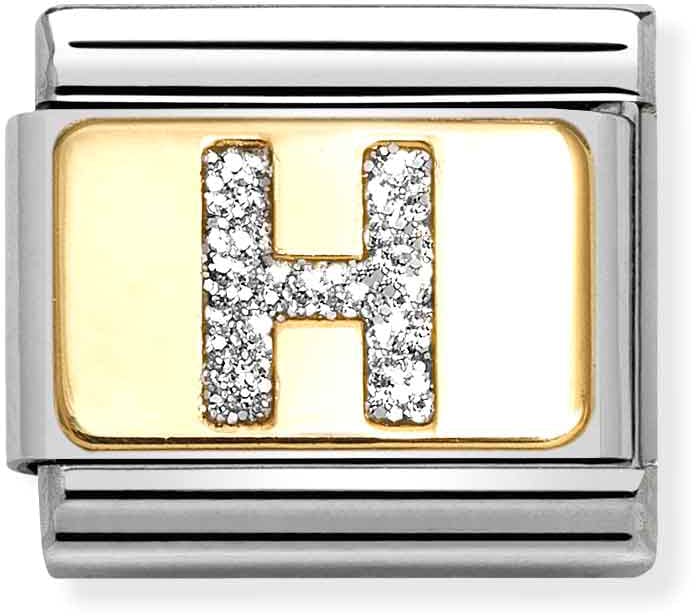 Nomination Classic Gold Silver Glitter Letter H Charm