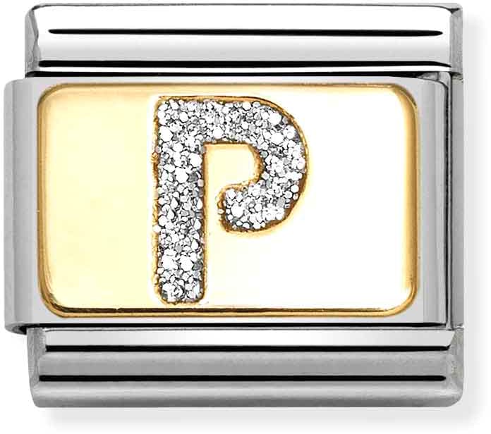 Nomination Classic Gold Silver Glitter Letter P Charm