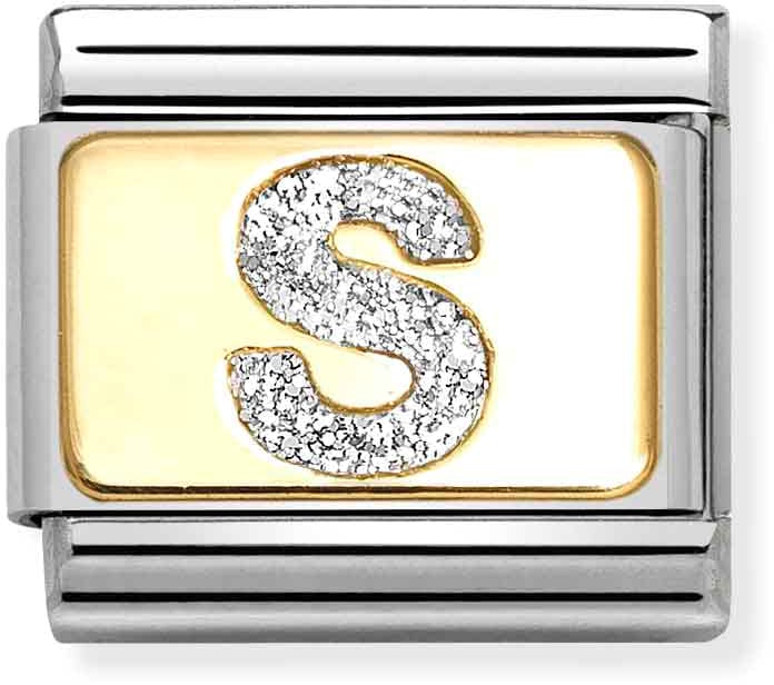 Nomination Classic Gold Silver Glitter Letter S Charm