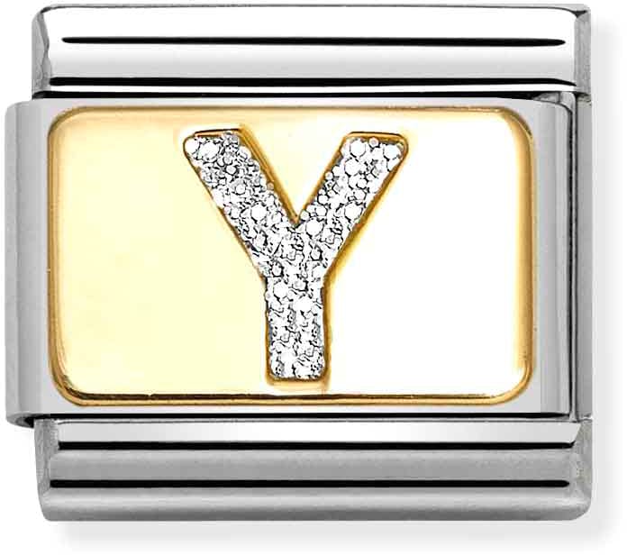 Nomination Classic Gold Silver Glitter Letter Y Charm