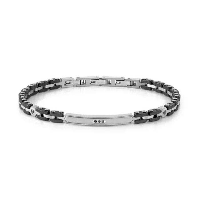 Nomination Strong 5 White Diamonds PVD Black Bracelet