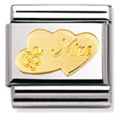 Nomination Classic Gold Love Be Mine in Double Heart Charm