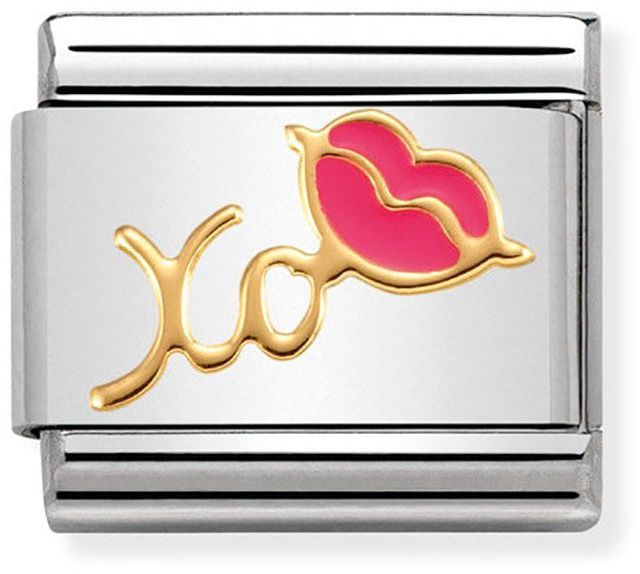 Nomination Classic Gold Love Xo Mouth With Fuchsia Charm