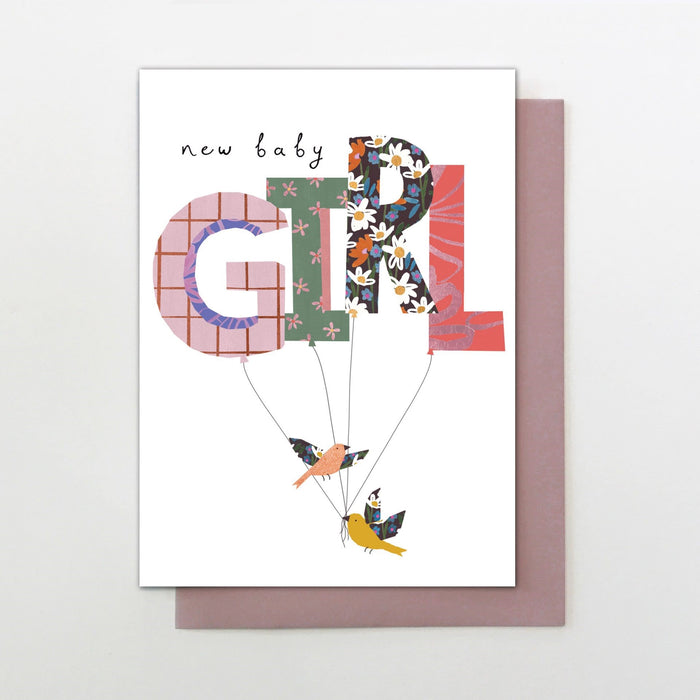 Stop the Clock Baby Girl Balloons Card
