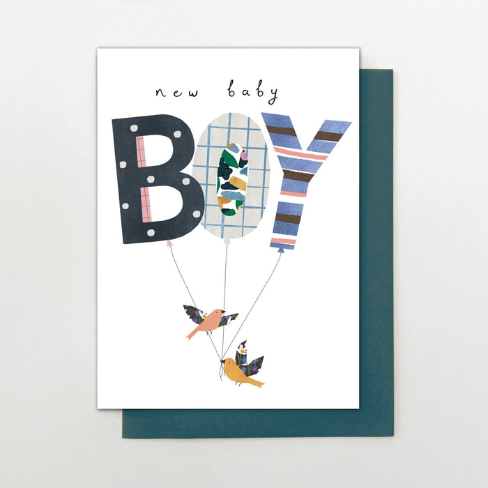 Stop the Clock Baby Boy Balloons Card