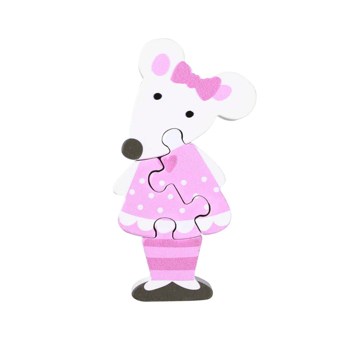 Orange Tree Pink Mouse Wooden Puzzle