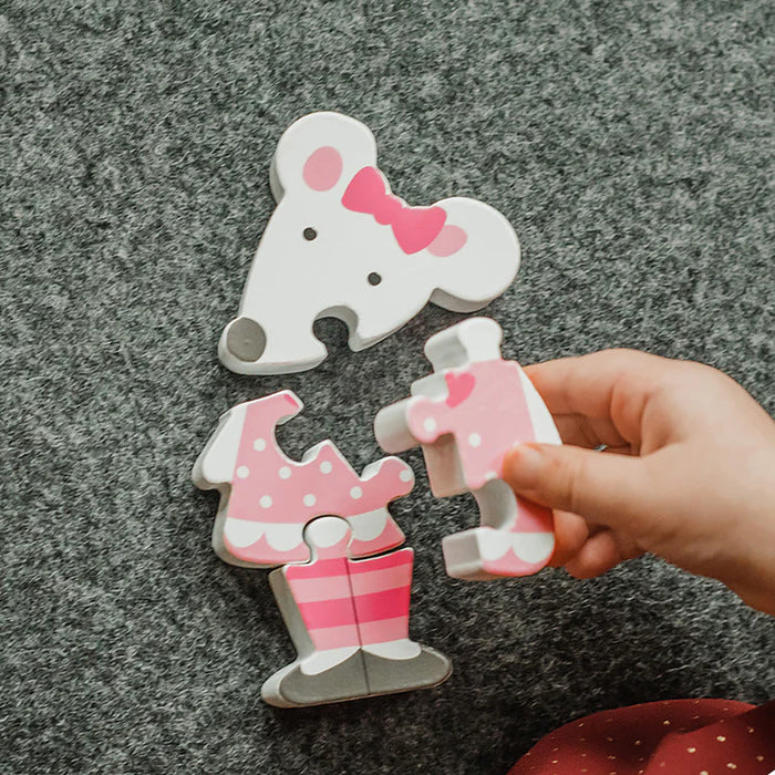 Orange Tree Pink Mouse Wooden Puzzle