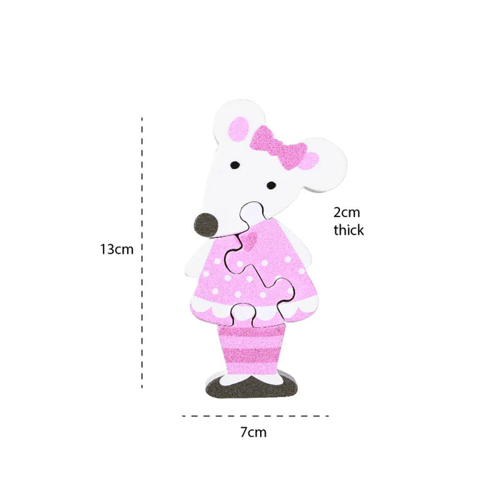 Orange Tree Pink Mouse Wooden Puzzle