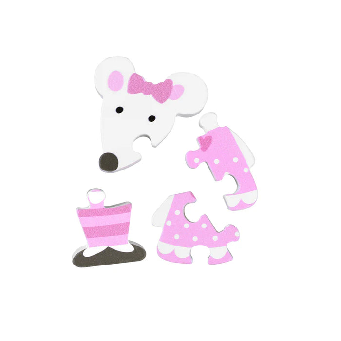 Orange Tree Pink Mouse Wooden Puzzle