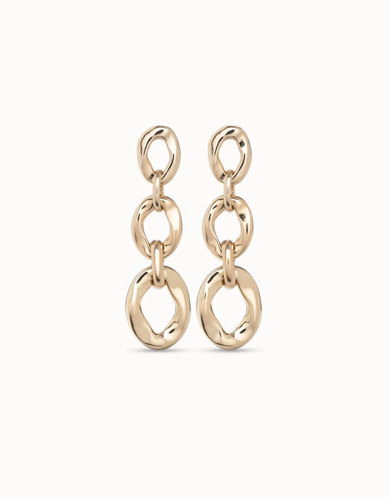 UNOde50 Gold Drop Earrings with 3 Links