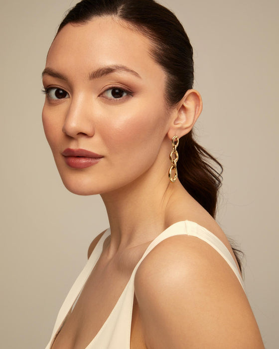 UNOde50 Gold Drop Earrings with 3 Links