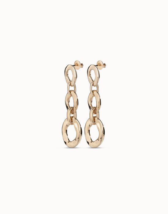UNOde50 Gold Drop Earrings with 3 Links