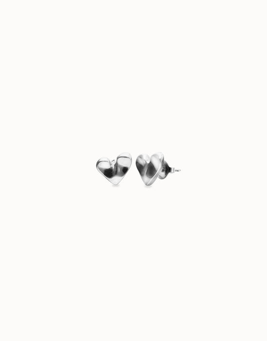 UNOde50 Heart Piercing Stud Earrings Silver