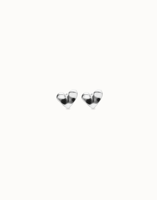 UNOde50 Heart Piercing Stud Earrings Silver