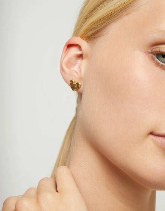 UNOde50 Heart Piercing Stud Earrings Gold