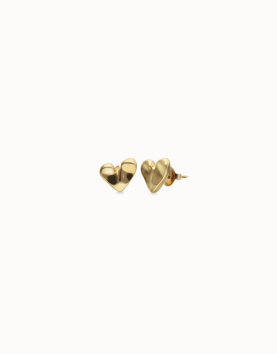 UNOde50 Heart Piercing Stud Earrings Gold