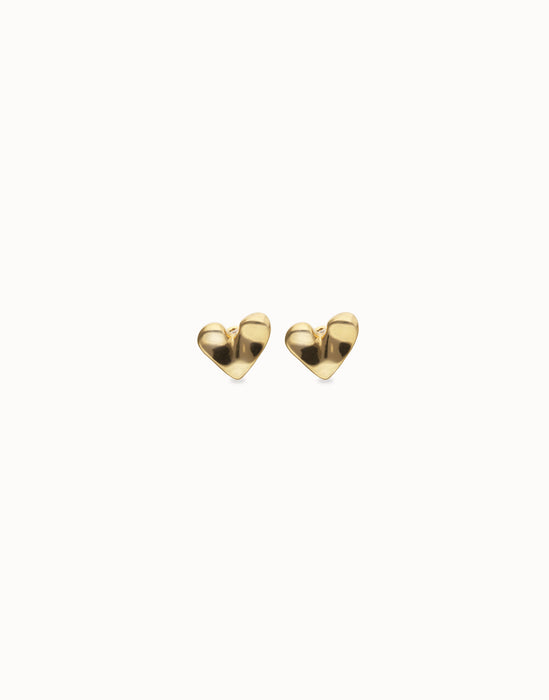 UNOde50 Heart Piercing Stud Earrings Gold