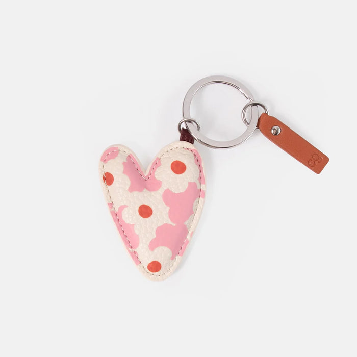 Caroline Gardner Pink Flower Heart Keyring