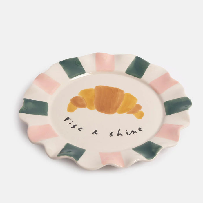 Caroline Gardner Rise and Shine Croissant Ceramic Plate