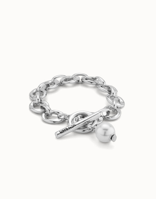 UNOde50 Large Link Chain Bracelet with a Pearl