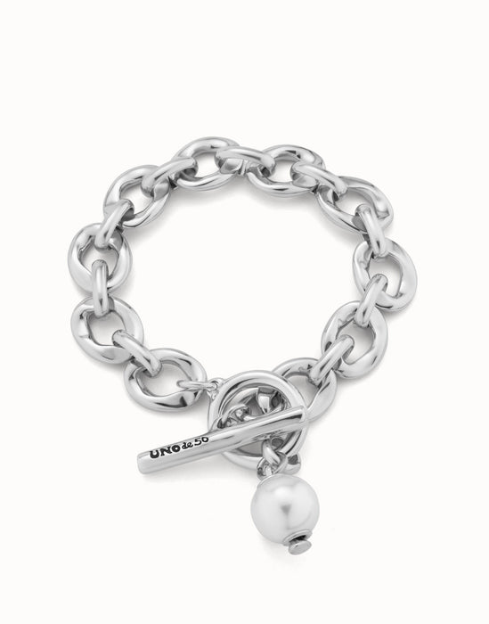 UNOde50 Large Link Chain Bracelet with a Pearl