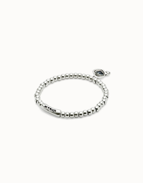 UNOde50 Sterling Silver Plated Black Crystal Beaded Bracelet