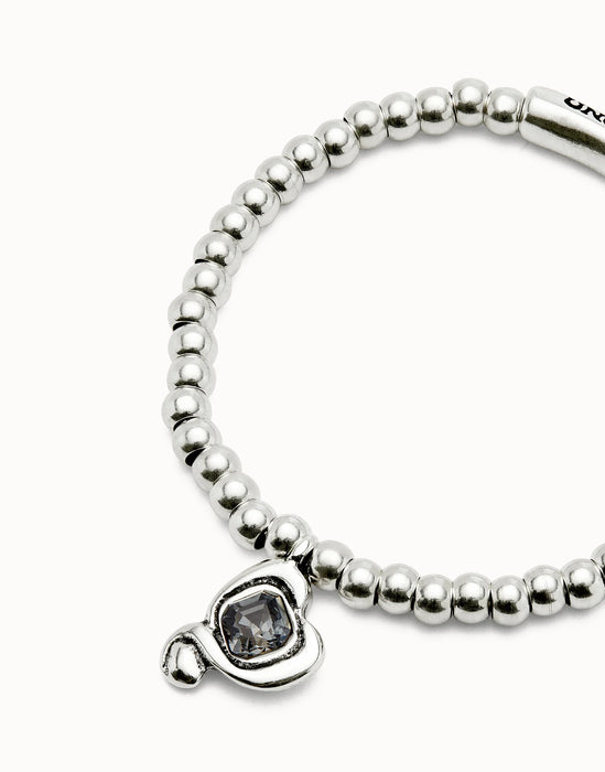UNOde50 Sterling Silver Plated Black Crystal Beaded Bracelet
