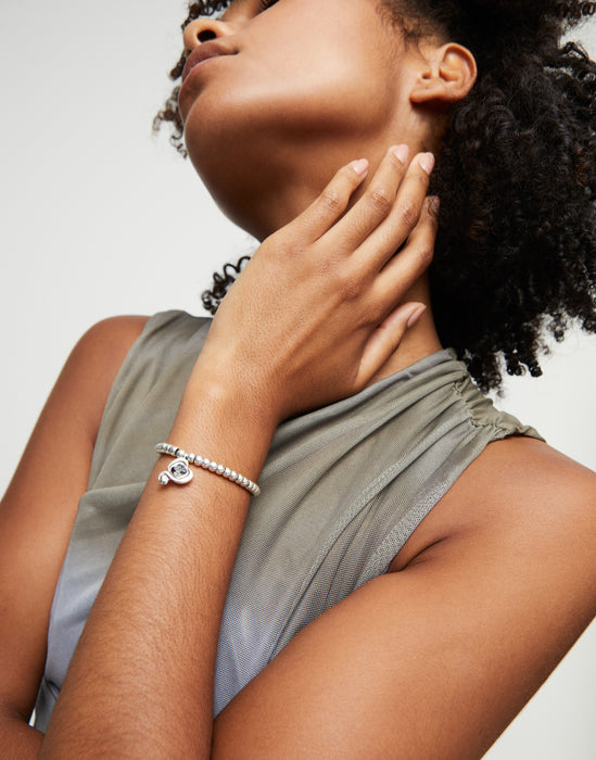 UNOde50 Sterling Silver Plated Black Crystal Beaded Bracelet