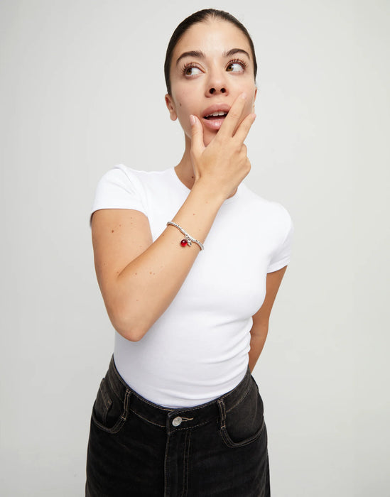 UNOde50 Beaded Bracelet with Red Murano Glass