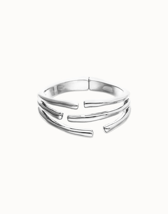 UNOde50 Bangle Bracelet with Multiple Intertwined Organic Shapes Silver