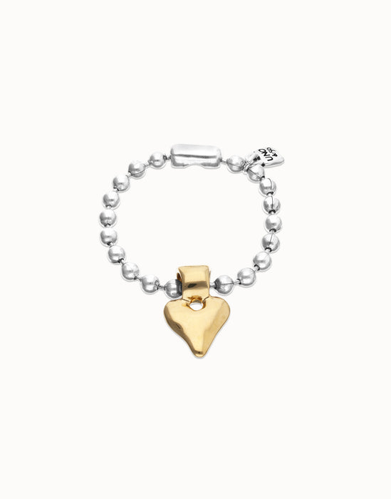 UNOde50 Bead Bracelet with Gold Heart Detail