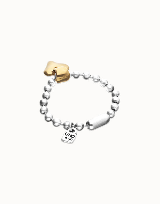 UNOde50 Bead Bracelet with Gold Heart Detail