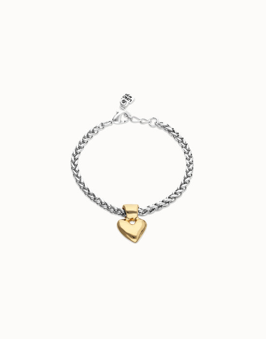 UNOde50 Chain Bracelet with Small Gold Heart Detail